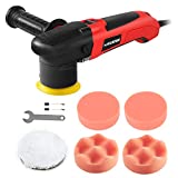 MANUSAGE 3-Inch Dual Action Car Polisher,2.5Amp Variable Speed Buffer Polisher Sander,Detachable Handle,4 Foam & 1 Wool Pads for Home Appliance & Car Polishing,Waxing,Sealing Glaze