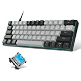 60% Mechanical Keyboard,MageGee Gaming Keyboard with Blue Switches and Sea Blue Backlit Small Compact 60 Percent Keyboard Mechanical, Portable 60 Percent Gaming Keyboard Gamer(Black Grey)