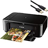 Canon Pixma MG Series Wireless All-in-One Color Inkjet Printer - Print, Scan, and Copy for Home Business Office, 4800 x 1200 dpi, Auto 2-Sided Printing, WiFi - Black - BROAGE 6 Feet USB Printer Cable