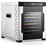 Electric Countertop Food Dehydrator Machine-900-Watt Premium Multi-Tier Meat Beef Jerky Maker Fruit/Vegetable Dryer w/10 Shelf Stainless Steel Trays,Digital Timer,Temperature Control-NutriChef NCFD10S