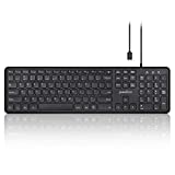 Perixx PERIBOARD-210C Wired Full-Size USB C Keyboard with Quiet Scissor Keys - Compatible with Mac, iPad, Windows, Chromebook, Tablets, Desktop, and Laptops - Black - US English (PB-210CBUS-11729)