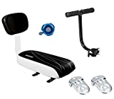 ZHOUWHJJ Universal Bicycle Rear Seat Cushion Armrest Footrest Set, Kids Child Safety Carrier Bicycle Baby Seat, Including Cushion and Backrest, Armrest Handrail, Footrests, Bell, White and Black