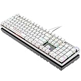 YXKJGS V6,Mechanical Keyboard, Blue Switch 104 Keys,RGB Rainbow Backlit USB Wired Keyboard,for Work,Gaming,Office, Ergonomic Structure Designed, Suitable for Desktop and Laptop Computers(V6(White))…