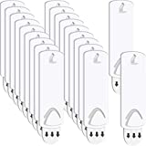 20 Pieces No Damage Picture Hangers Picture Hanging Kit Without Nails No Trace Adhesive Art Hanger for Bathroom Kitchen Home Door Closet, White (20 Pieces)