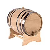 2 Liter Oak Aging Barrel with Stand, Bung and Spigot (Blank, Non-Customized Whiskey Barrel) - for The Home Brewer, Distiller, Wine Maker and Cocktail Aging Bartender