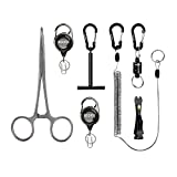 Booms Fishing FF3 7 PCS Fly Fishing Tools Kit, Fishing Knot Tool and Line Clipper with Retractor, Magnetic Net Release Holder with Lanyard, Fly Fishing Tippet Spool Holder, Hook Remover Forceps