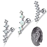 FIBO STEEL 3 Pcs 16G Stainless Steel Cartilage CZ Stud Earrings for Women Helix Conch Daith Piercing Jewelry Set