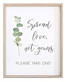 Spread Love Not Germs Sign for Wedding 8x10 Watercolor Greenery with Eucalyptus Print on Thick Cardstock Paper | Wedding Decoration NOT FRAMED