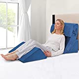 4 Pc Bed Wedge Pillows Set - Orthopedic Wedge Pillow for Sleeping - Multi Angle Relief System for Back, Neck. Shoulder, and Leg Elevation Pillows | Acid Reflux, Anti Snoring - Machine Washable Cover