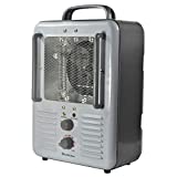 Comfort Zone CZ798 1,500-Watt Milkhouse Style Electric Portable Utility Heater with Adjustable Thermostat, Overheat Protection, 3-Prong Plug, and Safety Tip-Over Switch, Grey