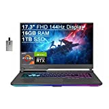 2021 ASUS ROG Strix G17 17.3' FHD 144Hz Gaming Laptop Computer, AMD Ryzen 7-4800H 8-core, 16GB RAM, 1TB PCIe SSD, Backlit Keyboard, NVIDIA GeForce RTX 3060 Graphics, Windows 10, Gray, 32GB USB Card