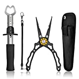 ZACX Fishing Pliers, Fish Lip Gripper Upgraded Muti-Function Fishing Pliers Hook Remover Split Ring,Fly Fishing Tools Set,Ice Fishing,Fishing Gear,Fishing Gifts for Men (Package B)