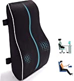 Lumbar Support Pillow for Office Chair Back Support Pillow for Car, Computer, Gaming Chair, Recliner Memory Foam Back Cushion for Back Pain Relief Improve Posture, Mesh Cover Double Adjustable Straps