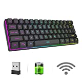MageGee TS92 Wireless 60% Gaming Keyboard, Compact 61 Keys Rechargeable RGB Backlit Office Keyboard, 2.4G Wireless Connection, Waterproof Portable Computer Keyboard for Mac Windows Laptop (Black)