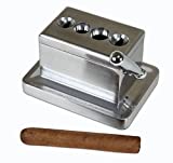 Quality Importers Trading Co. Quad Table Cigar Cutter, Brushed Finish, 52 and 60 Ring Gauge Straight Cutters, 52 and 58 Ring Gauge V-Cutters, Model 9305
