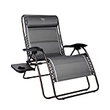 TIMBER RIDGE XXL Oversized Zero Gravity Chair, Full Padded Patio Lounger with Side Table, 28”Wide Reclining Lawn Chair, Support 500lbs(Gray)
