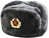 SIBERHAT Hat Russian Soviet Army Air force Fur Military Ushanka GR, Gray, Grey, Size L [metric-60, USA - 7 1/2 (23.5' around]