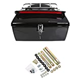 Black Motorcycle Trunk Tail Box Luggage Universal w/ Top Rack & Backrest & Tail Light