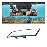 Car Rearview Mirrors, 12 inch HD Interior Clip-on Panoramic Rear View Mirror for Car, Wide Viewing Range,Anti-Glare Blue Tint, Universal Use for Cars, SUVs, Trucks, Vehicles (Rectangular/White)