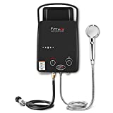 Tankless Water Heater Propane 1.32 GPM/5L Portable Propane Hot Water Heater Outdoor On Demand with LED Display for Camping, Black