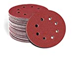 FANDELI | Sanding Disc - 80, 120, 220 Grit Sandpaper (Pack of 50) - 5'' Sanding Discs Hook & Loop - Assorted Grits Sanding Discs - Orbital Sander Sandpaper - 8 Hole Sanding Discs