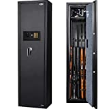Large Rifle Safe, Long Gun Safe for Rifle Shotgun for Home, Quick Access 5-6 Gun Storage Cabinet with a Handgun Lock Box and a Removable Shelf, Silent Mode (Keyboard PIN Code)