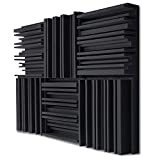 TroyStudio Acoustic Studio Absorption Foam Panel, 12 X 12 X 2 inches Pack of 6, Broadband Sound Absorber, Periodic Groove Structure Sound Absorbing Foam, Thick Dense 3D Decorative Wall Panels