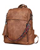 FADEON Leather Backpack Purse for Women Designer Ladies Shoulder Book Bag Fashion PU Convertible Travel Backpack Purses