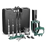 YUEWO Mortising Attachment for Drill Press, Bench Drill Locator Set for Mortising Chisels Drilling Machine, Square Hole Hollow Chisel Mortiser Drill Bit for Woodworking, Mortise and Tenon Joint Tools