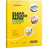 (20 Sheets) Clear Sticker Paper for Inkjet Printer - Glossy 8.5 x 11 - Printable Vinyl Sticker Paper for Circut, Personalized Stickers, Labels, Transparent, Adhesive, Decal - Clear Sheets