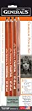 GENERAL'S Charcoal Drawing Set, White/Black, Set of 4 Pencils and 1 Eraser - 321742
