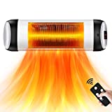 Outdoor Patio Heater, Trustech Infrared Heater with1500W, Remote Control and Timer, Indoor/Outdoor Heater with Overheat Shut Off Protection, Quiet Operation for Patio Use, Backyard,Garage,Wall Mount