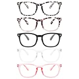 MIGSIR 5 Pack Blue Light Blocking Glasses Women Men, Fashion Computer Gaming UV Eyeglasses Nerd Fake Costume Square Frame