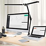 LED Desk Lamp, Lanhado Swing Arm Desk Lamps for Home Office, 24W Architect LED Table Lamp, Eye-Caring Black Desk Lamp with Clamp, 3 Lighting 10 Brightness Adjustable Desk Lamp for Read/ Relax/ Work