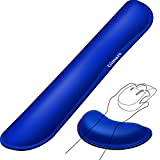 Gimars Superfine Fiber Widen Memory Foam Set Nonslip Mouse Pad Wrist Support & Keyboard Wrist Rest Support for Office, Computer, Laptop & Mac & Comfortable & Lightweight for Easy Typing & Pain Relief