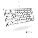 Macally Small Wired Keyboard for Mac and Windows - 78 Scissor Switch Keys Compatible Apple Keyboard - USB Mini Keyboard That Saves Space and Looks Great - Plug and Play Wired Mac Keyboard - Aluminum