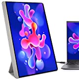 AYY Portable Monitor for Laptop, 16.1 Inch 1080P FHD IPS FreeSync Ultra Slim Travel Second Monitor with Kickstand Dual Type-C Mini HDMI Dual Speakers for Laptop PC Mac Surface Xbox PS4 Switch Phone