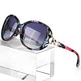 FIMILU Classic Oversized Sunglasses for Women Polarized UV400 Protection Lenses Ladies Fashion Retro HD Sun Glasses (A0 Floral Frame Oversized Polarized Sunglasses)