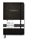 Minimalism Art, Premium Hard Cover Notebook Journal, Medium Size, A5 5.8' x 8.3', 186 Numbered Pages, Gusseted Pocket, Ribbon Bookmark, Extra Thick Ink-Proof Paper 120gsm (Dotted, Black)