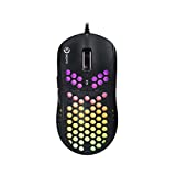 DREVO Falcon Full RGB Wired Lightweight 70g Gaming Mouse 16000DPI Optical Sensor PixArt 3389, 1000Hz Report Rate, 400IPS, Ultra-Soft Cable and Honeycomb Shell - Black