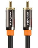 FosPower (6 Feet) Digital Audio Coaxial Cable [24K Gold Plated Connectors] Premium S/PDIF RCA Male to RCA Male for Home Theater, HDTV, Subwoofer, Hi-Fi Systems