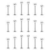Yaalozei 16G Stainless Surgical Steel Labret Monroe Medusa Lip Nose Rings Stud Tragus Helix Cartilage Conch Ear Earring Bar Stud Barbell Hoop Body Piercing Jewelry for Women Men 8mm 10mm 12mm Silver
