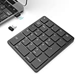 Wireless Number Pads, Numeric Keypad Numpad 26 Keys Portable 2.4 GHz Financial Accounting Number Keyboard Extensions 10 Key for Laptop, PC, Desktop, Surface Pro, Notebook (Black)