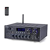 Pyle Bluetooth Home Audio Amplifier Receiver Stereo 300W Dual Channel Sound Audio System w/MP3, USB, SD, AUX, RCA, MIC, Headphone, FM, LED, Reverb Delay, for Home Theater Speakers, Studio - PDA69BU