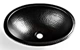 Monarch Abode 19103 Matte Black Hand Hammered Oval Drop-in Bathroom Sink (17 inches)