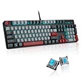 Mechanical Gaming Keyboard, MageGee New Upgraded 104 Keys Blue Backlit Keyboard with Blue Switches, USB Wired Mechanical Computer Keyboard for Laptop, Desktop, PC Gamers(Black & Gray)