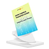 HTVRONT Heat Transfer Paper for Dark T Shirts -25 Sheets 8.5x11' Iron on Transfer Paper for Inkjet & Laser Printer, Stretchable & Durable Printable Heat Transfer Vinyl, Easy to Use