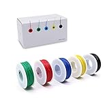 Treedix 5pcs 164ft Copper Hookup Wire Kit Wrapping 30AWG Cable Jumper Wire Solid Core Tinned Copper Wrapping Wire 5 Color