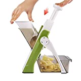 ONCE FOR ALL Mandoline Vegetable Slicer Adjustable Thickness Potato Onion Chopper Safe Upright Dicer (Green)