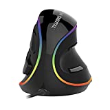 J-Tech Digital Ergonomic Mouse Wired - RGB Vertical Gaming Mouse with 5 Adjustable DPI Settings up to 4000 DPI, Computer Mouse for Carpal Tunnel, Removable Palm Rest and Thumb Buttons [V628R]